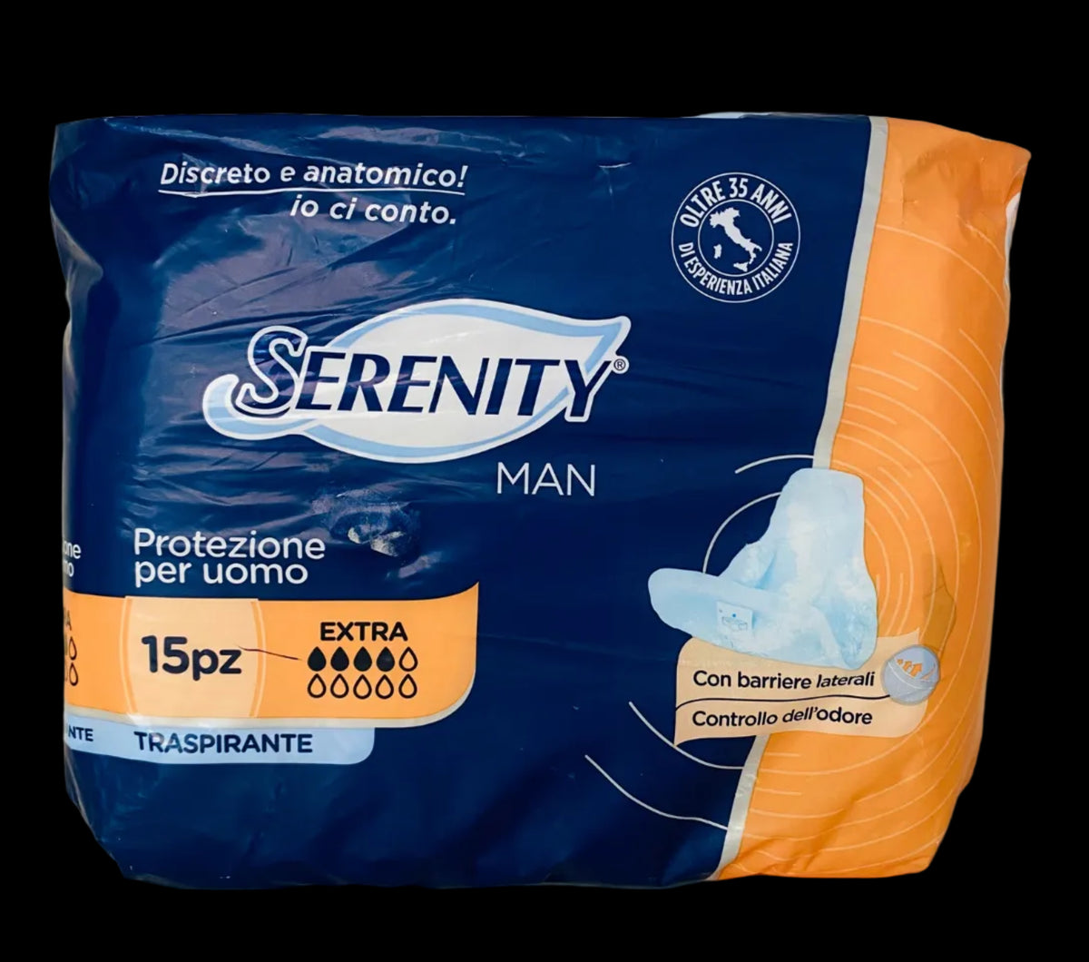 Serenity Man Extra – Σερβιέτες Ακράτειας Ανδρών, 15 τεμάχια
