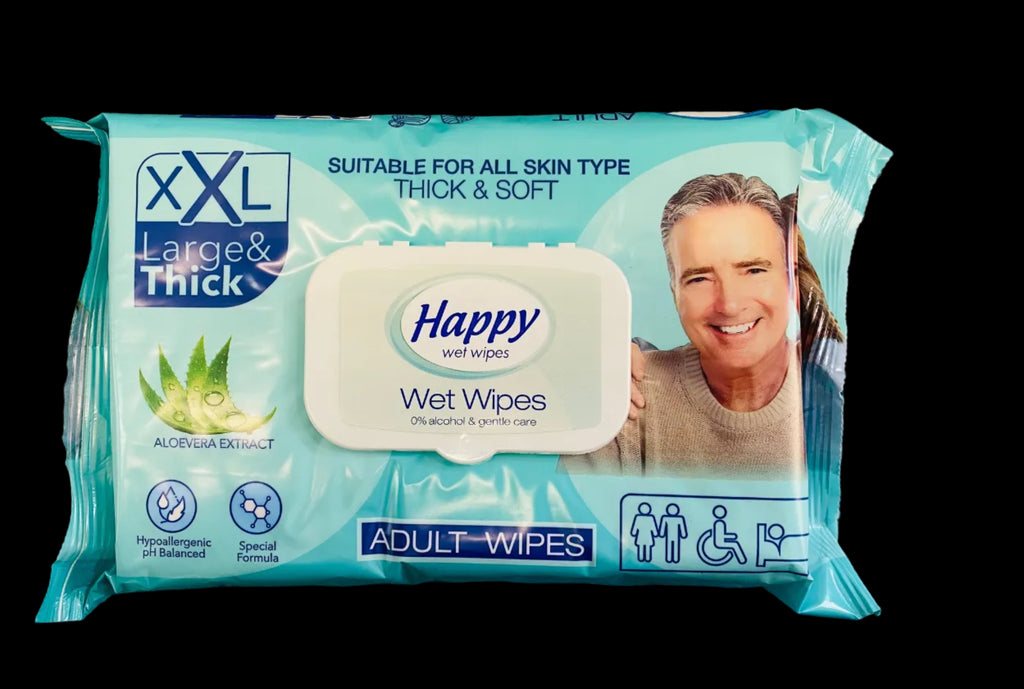 Happy Wet Wipes XL Large & Thick – Υγρά Μαντηλάκια Ενηλίκων με Αλόη