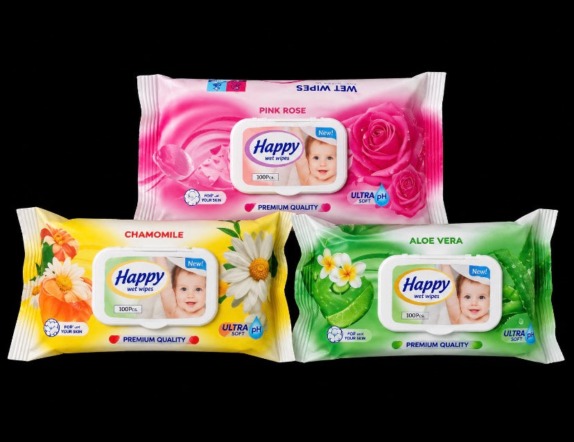Happy Wet Wipes Chamomile – 100 τεμάχια